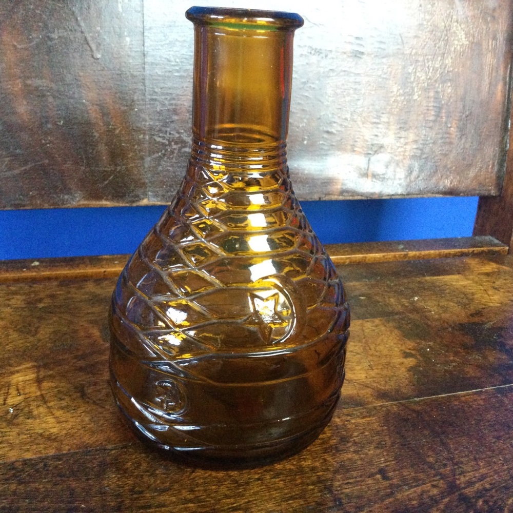 Vintage 1930s Amber/Brown Bottle Owens-Illinois Glass Company Bagdad Moon/Stars